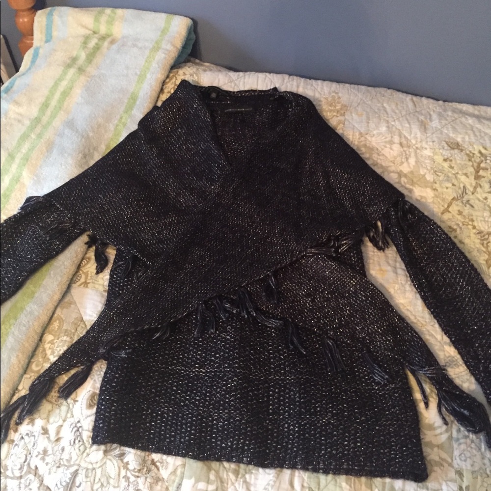 Metallic 2 piece sz S 💟🏡🖤🛒 navy sweater/shawl